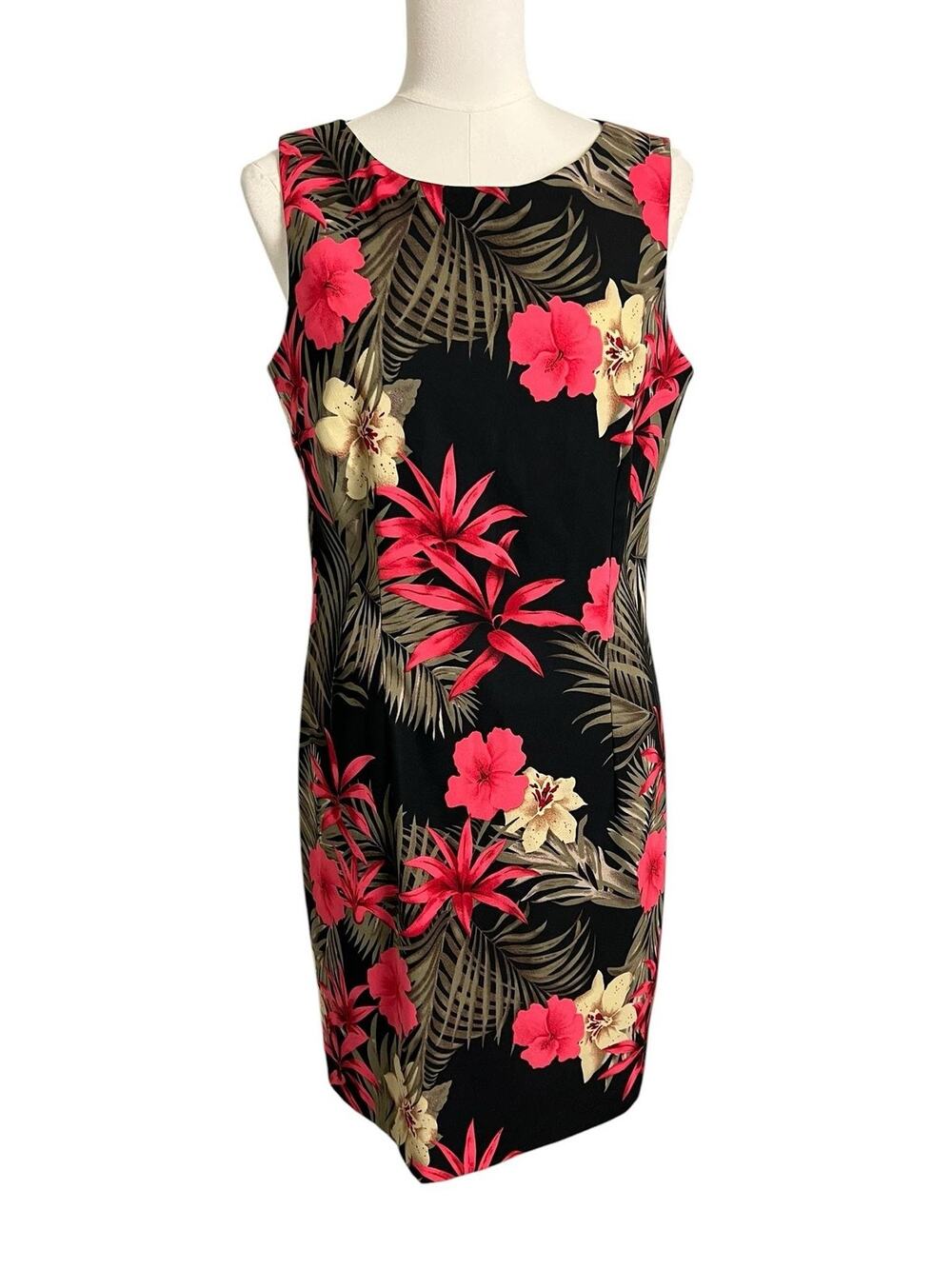 ALYX Tropical Floral Sheath Dress Sleeveless Career Party Dress Size 14 Pencil